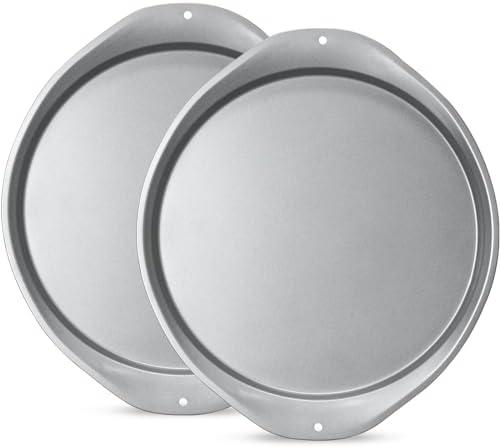 RavisingRidge Pizza Pan - 14 Inch Nonstick Pizza Pan for Oven with Widen Handles for Cooking, Baking, and Grilling - Durable, Even Heating, Long-Lasting Kitchen Cookware (2, Grey)