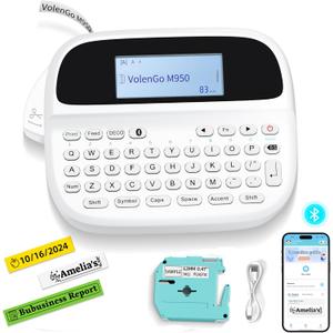 Label Maker Machine with-Tape, Rechargeable Backlit Bluetooth Labelmaker, Replacement for Ptouch Label Maker Machine, M950 12mm Inkless Label Printer, Teacher School Office Supplies
