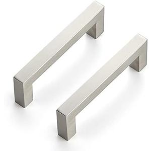 Ravinte 20 Pack 4 Inch Square Cabinet Handles - Satin Nickel & Brushed Nickel Drawer Pulls - Kitchen Cabinet Hardware