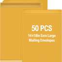 50 Pcs 14'' x 18'' Extra Large Mailing Envelopes 32lb with Gummed Flaps, Catalog Jumbo Craft Manilla Envelopes for Mailing, Storage and Organizing Documents Office Supplies(Yellow)