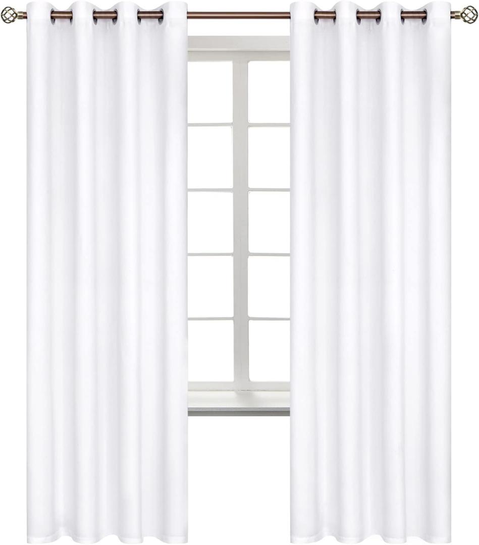 BGment Room Darkening Curtains 72 Inches Long - Grommet Thermal Insulated Drapes Window Treatment Curtains for Bedroom, 2 Panels, 52 x 72 Inch, Pure White