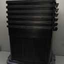 Rubbermaid 18 GAL 6 Pack Garage Storage Bins with Stackable Lid, Heavy Duty - Made in USA - Extreme Temperature Resistant, Durable Plastic Containers with Handles - Solid Black and Grey