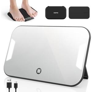 RENPHO Portable Rechargeable Scale for Body Weight, Travel Weight Scale with Travel Makeup Mirror, Slide-Out LED Display, Digital High Accurate Scale for Traveling, 400lbs, Core Go, 8.98" x 5.28"