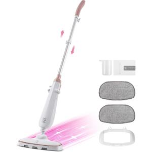 Moolan Steam Mop, 15s Fast Heat-Up Steam Cleaner with 2 Washable Pads, Chemical-Free Hard Floor Cleaning for Carpet, Tile, Laminate, Hardwood, Self-Standing with Adjustable Handle