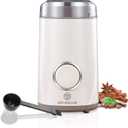 DR MILLS DM-7441 Coffee Grinder Electric, Coffee Bean and Dried Spice Grinder, One Touch Operation, Blade and cup made with SUS304 stainless steel, White 