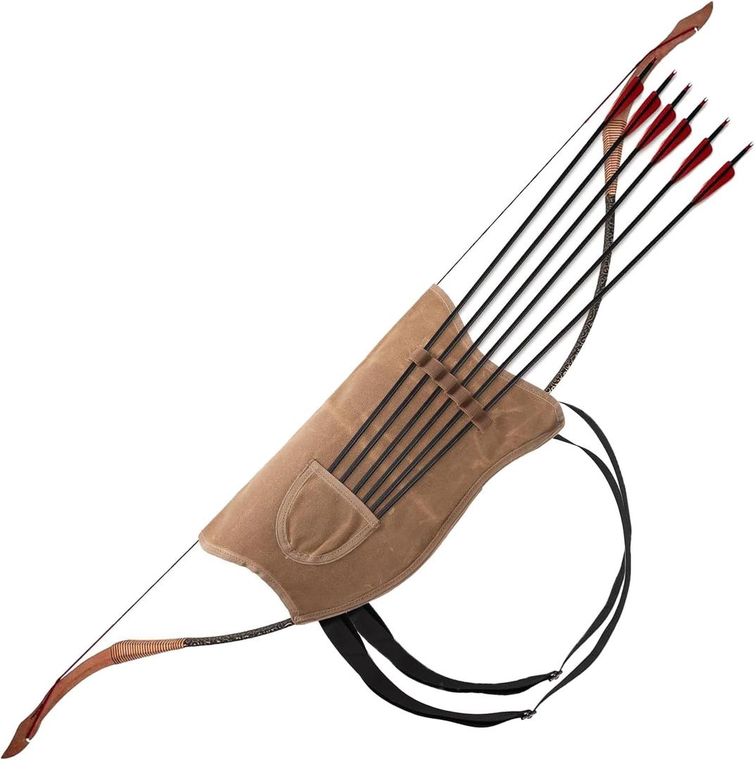 Archery Arrow Quiver with Slots, Adjustable Shoulder Strap, Portable Quiver Arrow Holder for Outdoor Hiking, Hunting, Shooting, Training, Targeting, Cosplay, Only the quiver is included