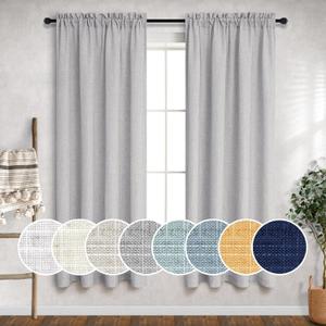 Grey Bedroom Curtains 63 Inch Length for Living Room 2 Panels Rod Pocket Burlap Canvas Look Linen Semi Sheer Dove Gray Light Filtering Curtains for Nursery Teen Boys Room Office Modern Decor 63 Long