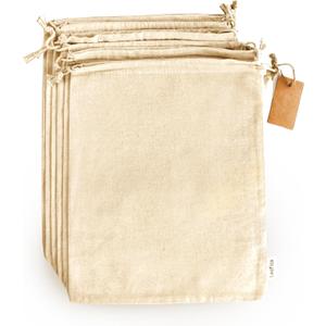 LEAFICO Cotton Storage Bags  X-Large 14x17 Inch (6-Pack)  Reusable Muslin Bags with Drawstrings  Biodegradable Canvas Fabric Sacks  Perfect for Bread, Bulk Produce, Potatoes, Onions, Shoes