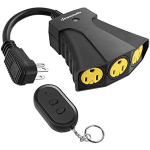 DEWENWILS Outdoor Remote Control Outlet, Wireless Remote Outlet Power Switch, Weatherproof 15 A Heavy Duty Electrical Plug, 3 Grounded Outlets for String Lights, 100Ft Range, UL Listed