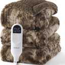 Bedsure Faux Fur Heated Blanket Twin Size, Fast Heating Electric Blanket Twin Size with 6 Heating Levels & 10 Time Settings, Cozy Gifts for Women Men (62x84 inches, Dark Chocolate)