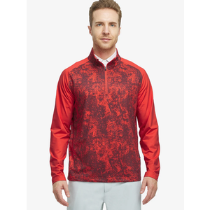 M MAELREG Quarter Zip Pullover Men Moisture Wicking Lightweight Sports Print Mock Neck Golf 1/4 Zip Pullover Mens Sweatshirt (Large, Red Splatter)