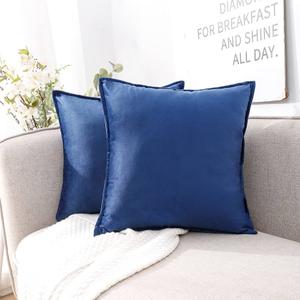CARRIE HOME Navy Blue Velvet Throw Pillow Covers 18x18 Set of 2 Super Soft Dark Blue Pillows Decorative Throw Pillows for Couch Sofa and Living Room