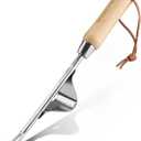 WORKPRO Weed Puller Tool, Metal Leverage Base and V-Shaped Forks for Easy Weed Removal & Deeper Root Digging, Heavy Duty Stainless Steel with Wood Handle, Manual Hand Weeder for Gardening