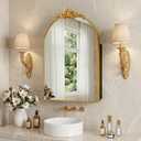 Casaphoria 36" H x 24" W Arched Bathroom Medicine Cabinet with Mirror, Metal Frame Wall Mirror Cabinet,Wall Medicine Cabinets Mirrors, Gold
