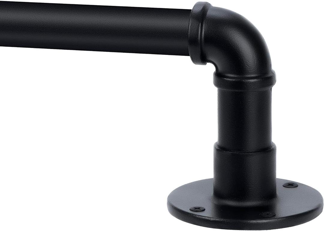 Black Extra Long Industrial Curtain Rod 240 Inches for Windows, 30-240 Inch, Outdoor, Rustic, Room Divider