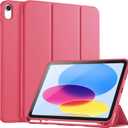 DJ&RPPQ Case for iPad (A16) 11th Generation 11-inch 2025, iPad 10th Generation 10.9-inch 2022, with Pencil Holder-[Auto Wake/Sleep] Slim Folding Stand Cover with Soft TPU Back Cover red