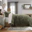 EVERGRACE Luxury Ruched Velvet Quilt Queen Size, Ultra Soft Bedspread Coverlet Set, Lightweight Velvet Comforter, Quilted Bedding Cover with 2 Matching Shams for All Season, Olive Green | Luxe Velvet, Soft, Opulent Sheen, Beautiful Colors, Oversized, Oeko-Tex Certified