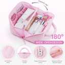 YOOLIFE Birthday Gifts for Mom Daughter Initial Makeup Bag for Women Travel Toiletry Bag Pink Cosmetic Bags Teen Girl Gift Personalized Birthday Gifts for Mom Teacher Sister Daughter A