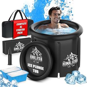 Himalayan Ice Tub Bath Cold Plunge - 106 gal 31.5’’ XL Pod Cold Plunge for Recovery & Wellness Easy Install s for Cold Plunge with Thermal & Elastic Cover, 2 8 lbs Block Mold for Indoor/Outdoor