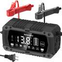 12V 24V Smart Battery Charger, 12A Efficient Fully Auto Battery Maintainer with Pulse Repair & LCD for Lithium-ion LiFePO4, Lead-Acid, Automobile Car Battery Trickle Charger for Motorcycle ATV RV Boat