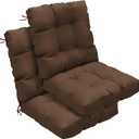 Outdoor Chair Cushions Set of 2, 42x21x4 Inch Patio Cushion for Dining/Rocking Chairs, High Back Soft Seat Pad with Ties, Indoor Outside Use, Fade-Resistant & Waterproof, Brown