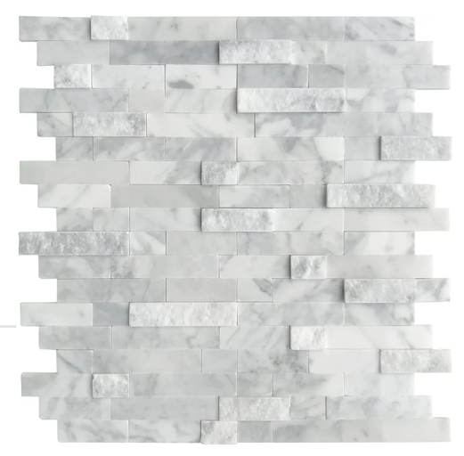 SUNWINGS 5-Sheet Peel and Stick Mosaic Natural 3D Stone Self Adhesive Marble Tiles, 11.5" x 10.7" Stick on Backsplash for Kitchen Bathroom Fireplace Vanity, Mixed Gray
