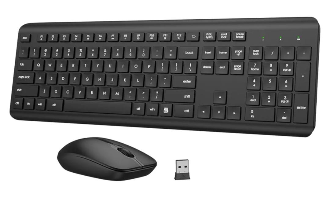 Wireless Keyboard and Mouse Combo, Full-Size Silent Ergonomic Keyboard and Optical Mouse, Long Battery Life, 2.4GHz Lag-Free Cordless Mice Keyboard for Computer, Mac, Laptop, PC, Windows