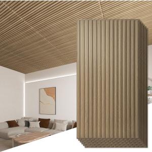 Art3d 12-Pack Slat Design 3D Wall Panels for Interior Wall Decor, 2x4 FT PVC Decorative Drop Ceiling Tiles - Walnut, 24 x 48in.