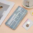 Ultra Slim Thin Denim Wallet Women RFID Blocking Credit Card Holder Bifold Long Ladies Billfold Wallet (01-Light blue)