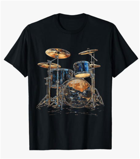 Drumset Music Instrument Motif Art Drumset T-Shirt, S