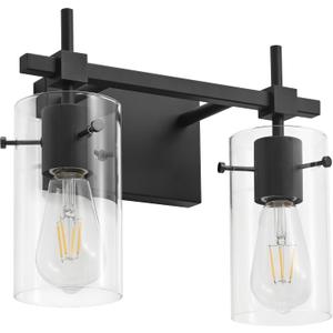 SOLFART Vintage 2 Lights Bathroom Light Fixtures Wall Sconces Black Vanity Lights for Bathroom Vanity Lighting Fixtures Wall Light Fixtures Bathroom Vanity Lights BK