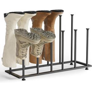 pickpiff Freestanding Boot Rack Organizer Tall Boots - Black Metal Boot Rack for Dorm Room, Closet, Entryway, Bedroom, Patio Outdoor, Hallway, Black, Shoe Storage Fit for 6 Pairs