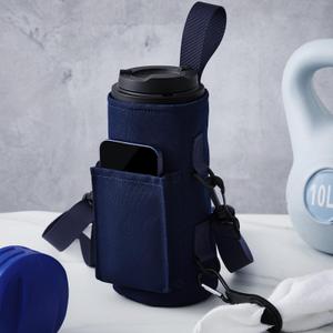Domensi Magnetic Gym Bag Water Bottle Holder For Men Women 40 64 oz Carrier Bag Pouch Sleeve With Phone Pocket Silicone Towel Buckle Sling For Gym /Organizer, Gift Fitness Lover(Dark Blue, Normal)