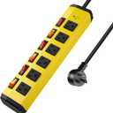 ANNQUAN 6 Outlet Metal Power Strip with 6 Individual Switches,Heavy Duty Power Strip 1200J 15A 6FT Cord Home Office Industrial Commercial Shop