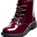 Girls Ankle Boots Lace Up Side Zipper Combat Shoes for Toddler/Little Kid/Big Kid (Red)