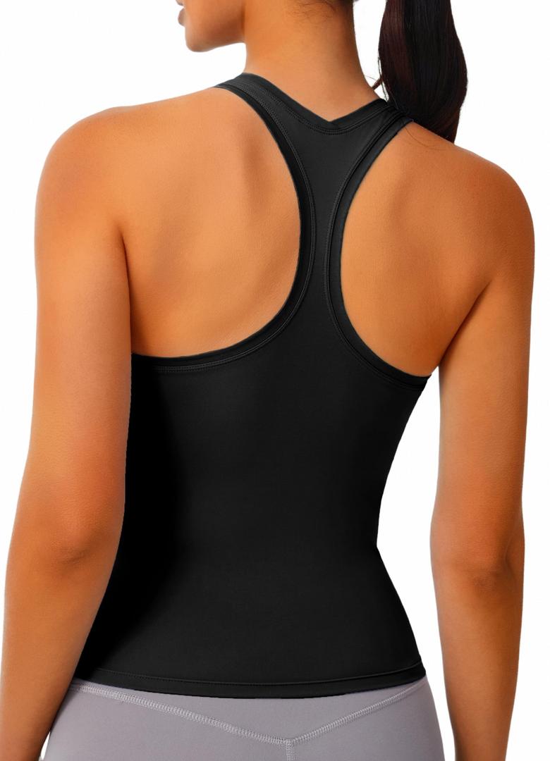 Workout Tank Tops for Women - Butter Soft Racerback Athletic Tops Sleeveless Gym Yoga Shirts Quick Dry Lightweight Breathable (Black, XL)