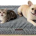 SOMAHE Cat & Dog Bed Mat, Soft Plush Flat Cat Bed with Non-Slip Bottom, 1.2" Thick All-Season Kneading Cushion, Machine Washable Pet Bed for Cats & Small Dogs 20×27Inch, Grey