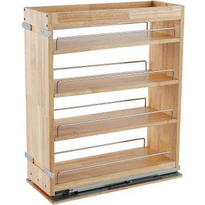 DINDON Pull Out Spice Rack Cabinet Organizer, (8" W x 21.9" D x 25.2" H) Multi-Use Soild Wood Pull Out Cabinet Organizer Slide Out Shelf Sliding Base Cabinet Storage Organization