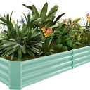 Land Guard 841ft Galvanized Metal Raised Garden Bed, Metal Planter Kit Box Outdoor for Deep-Rooted Vegetables, Flowers, Green and Herbs (Lime Green)