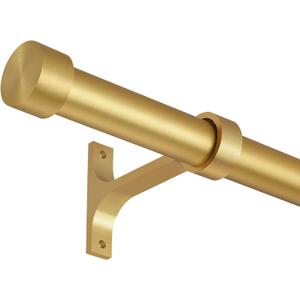 Gold Curtain Rods for Windows 16 to 28 Inch, Adjustable Drapery Rods with Aluminum End Cap and Full Surround Brackets,1-Inch Window Curtain Rod for Wall and Ceiling Mount