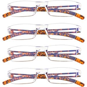 LifeArt 2/4 Pairs Reading Glasses, Blue Light Blocking Glasses, Computer Glasses for Men and Women, Rectangle Eyewear Frame