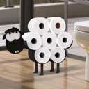Sheep Toilet Paper Holder for Extra 8 Rolls, Wall Mounted Decorative Toilet Paper Storage, Farmhouse Bathroom Cute Decor Freestanding Accessories Storage Cabinet