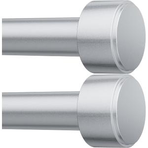 2 Pack Curtain Rods for Windows 32-60 Inch, 1 Inch Adjustable Silver Curtain Rod Set with Brackets, Easy Install