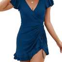Blooming Jelly Women's Tummy Control Swimsuits One Piece Bathing Suit Plus Size Swim Dress Modest Ruffle Swimwear, Large