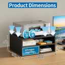 ALISENED Printer Stand for Desk, 2-Tier Wooden Desk Organizer, Black, 18.5x14.5x8.26 Inches
