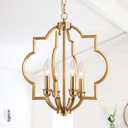 4-Light Brushed Gold Chandeliers for Dining Room, 15.6" Farmhouse Geometric Pendant Light Fixture for Entryway Foyer Kitchen Bathroom Over Sink