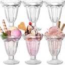 ZENFUN 6 Pack Glass Tulip Sundae Cups, 6.7 Ounce Clear Milkshakes Footed Ice Cream Cups Dessert Bowls Set for Sherbet Trifle, Fruit, Salad, Snack, Cocktail