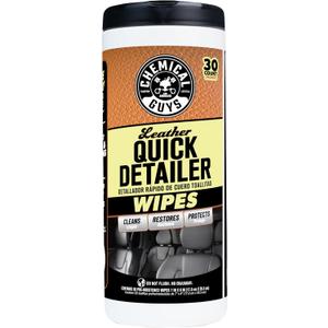 2 x Chemical Guys Leather Cleaning Quick Detailer Wipes (Works on Natural, Synthetic, Pleather, Faux Leather and More) On The Go Car Care Accessory (30 Ct)