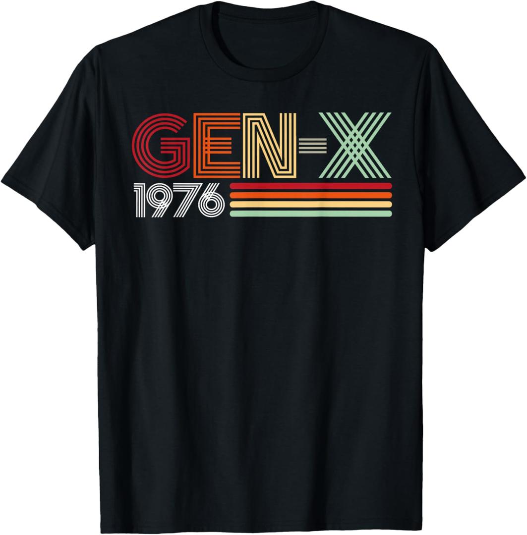Gen X 1976 Retro Generation Xer Vintage Text Style T-Shirt, Large
