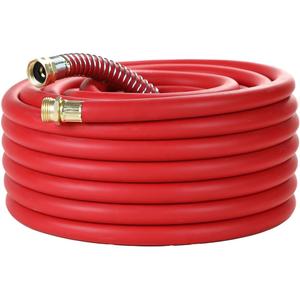 Guitrees 50FT 3/4 Heavy Duty Rubber Garden Hose - 300psi Working, 1000psi Burst - Hot/Cold Water - Five-Layered Braiding for Durability - Versatile for Gardening, Agriculture, Construction(Red)